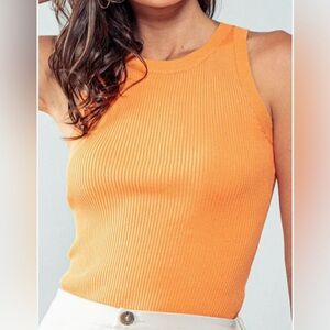 Aerie Free Spirited Ribbed Orange Tank Top